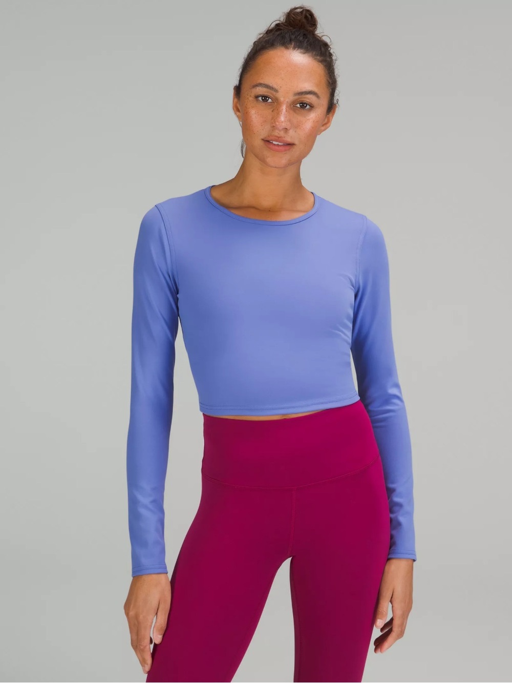 LULULEMON Logo Elastic Everlux Long Sleeve Shirt Wild Indigo / Powder Blue